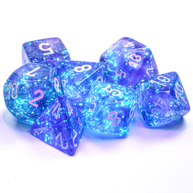 Borealis Luminary Polyhedral 7-Die Set (Purple/White)