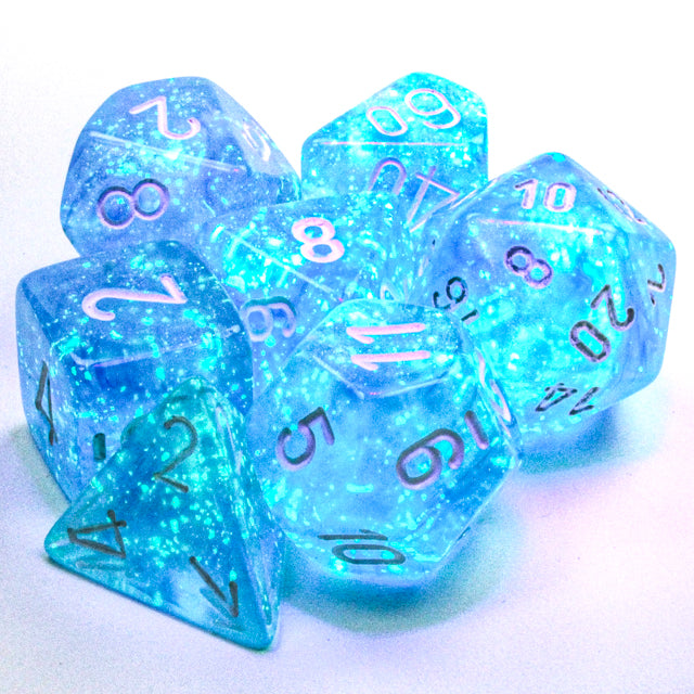 Borealis Luminary Polyhedral 7-Die Set (Sky Blue/White)