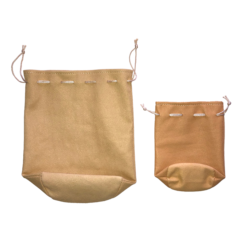Leather Dice Bag Tan Round Bottom