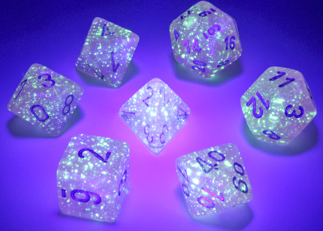 Borealis Luminary Polyhedral 7-Die Set (Pink/Silver)