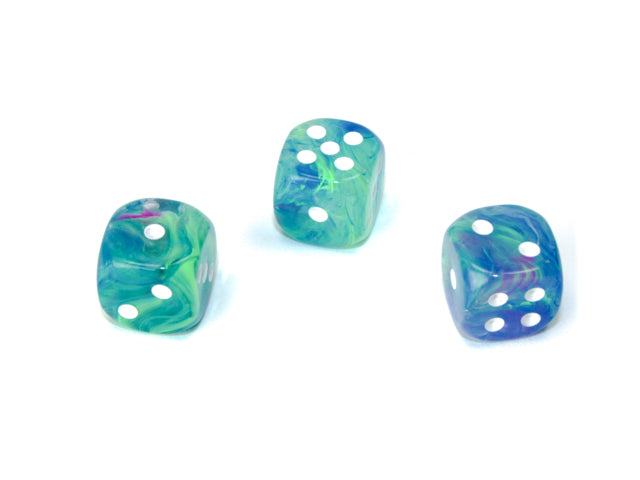 Festive 12mm d6 Dice (Waterlily/White)