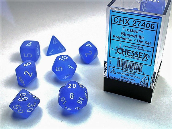 Frosted Polyhedral 7-Die Set (Blue/White)