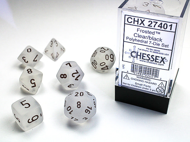 Frosted Polyhedral 7-Die Set (Clear/Black)