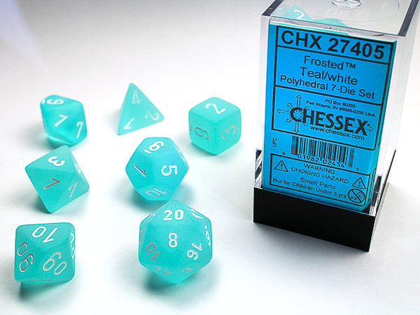 Frosted Polyhedral 7-Die Set (Teal/White)