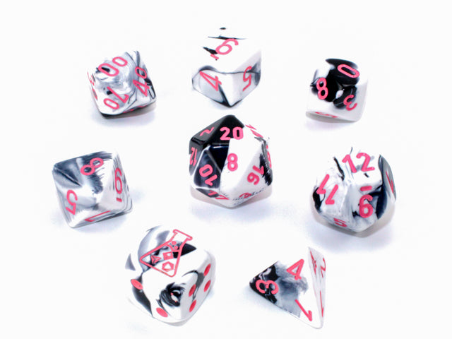 Gemini Polyhedral 7-Die Set (Black-White/Pink)