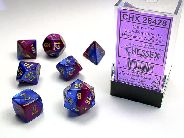 Gemini Polyhedral 7-Die Set (Blue-Purple/Gold)