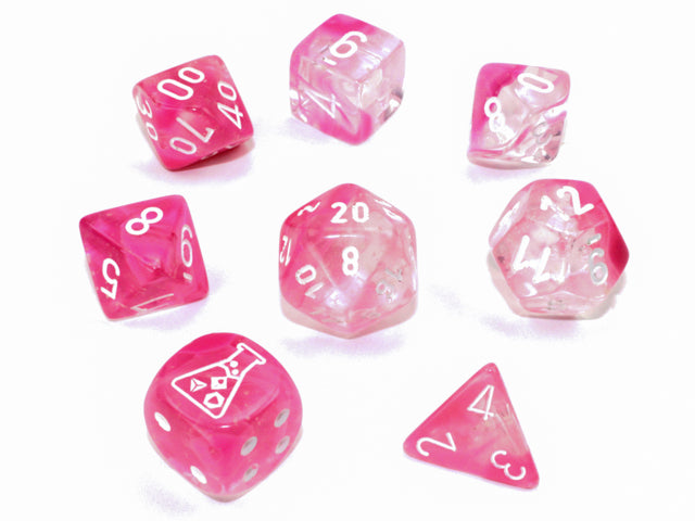 Gemini Polyhedral 7-Die Set (Clear Pink/White)