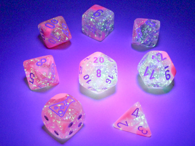 Gemini Polyhedral 7-Die Set (Clear Pink/White)
