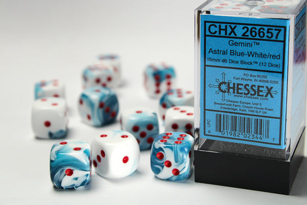 Gemini 16mm d6 Dice (Astral Blue-White/Red)