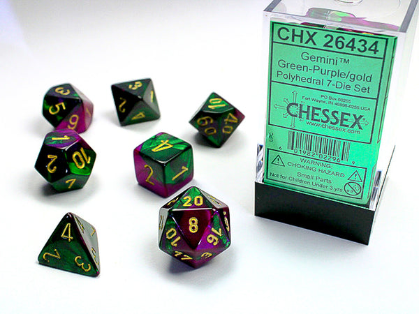 Gemini Polyhedral 7-Die Set (Green-Purple/Gold)
