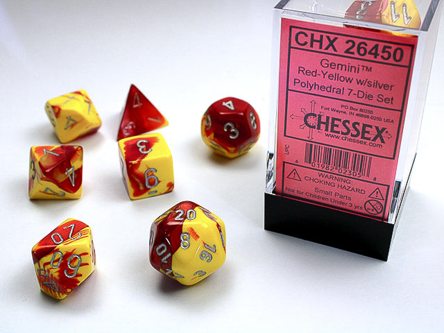Gemini Polyhedral 7-Die Set (Red-Yellow/Silver)