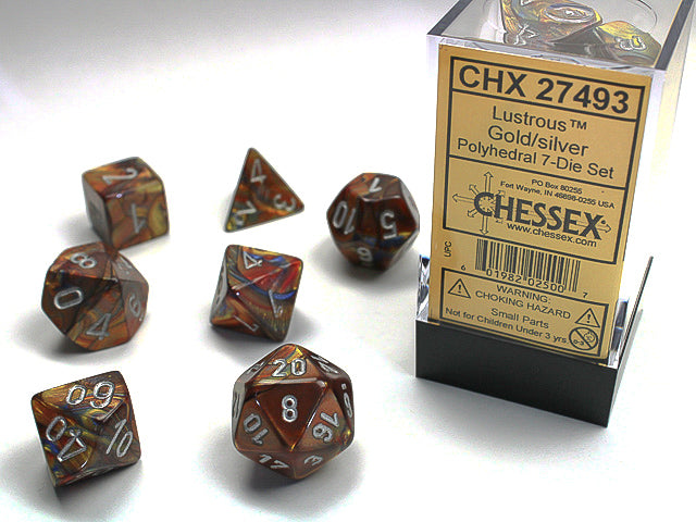 Lustrous Polyhedral 7-Die Set (Gold/Silver)
