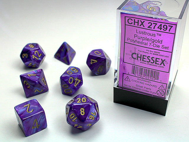 Lustrous Polyhedral 7-Die Set (Purple/Gold)