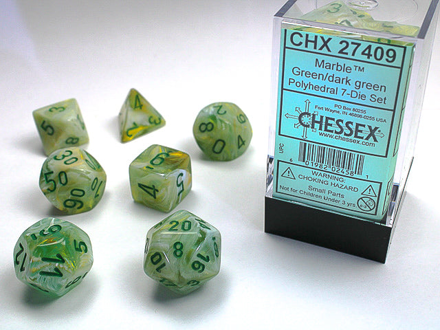 Marble Polyhedral 7-Die Set (Green/Dark Green)