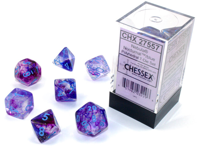 Nebula Luminary Polyhedral 7-Die Set (Noctural/Blue)