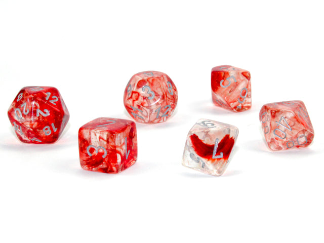 Nebula Luminary Polyhedral 7-Die Set (Red/Silver)