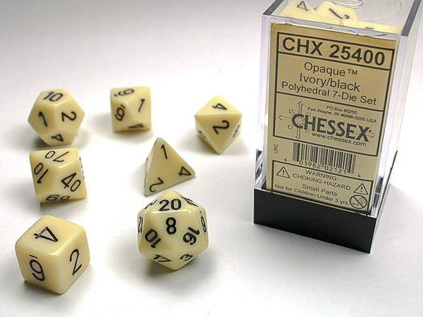 Opaque Polyhedral Loose Dice (Ivory/Black)