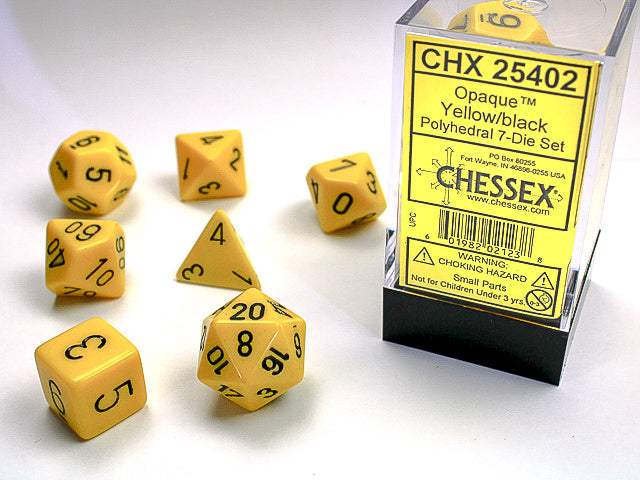 Opaque Polyhedral 7-Die Set (Yellow/Black)