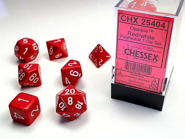 Opaque Polyhedral 7-Die Set (Red/White)