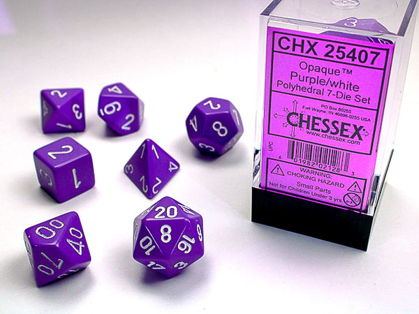 Opaque Polyhedral 7-Die Set (Purple/White)