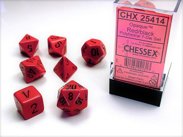 Opaque Polyhedral 7-Die Set (Red/Black)