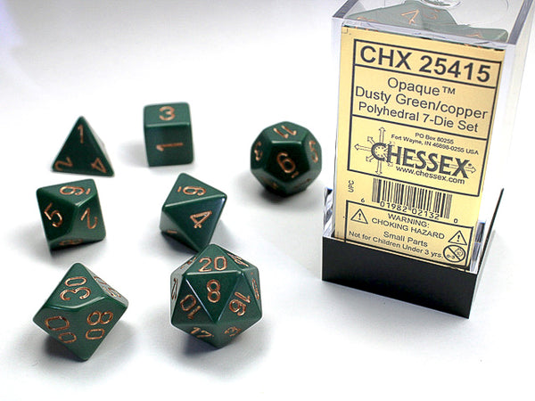 Opaque Polyhedral 7-Die Set (Dusty Green/Copper)