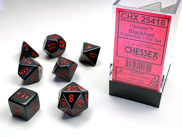 Opaque Polyhedral 7-Die Set (Black/Red)