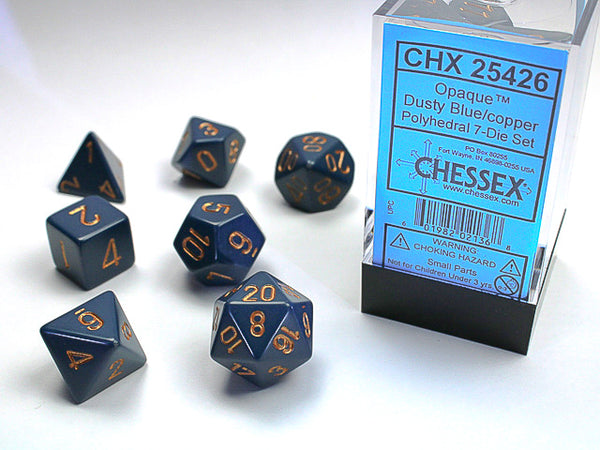 Opaque Polyhedral 7-Die Set (Dusty Blue/Copper)