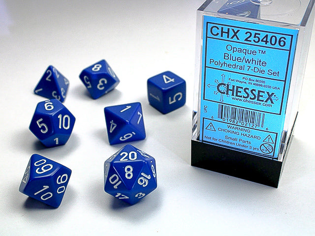 Opaque Polyhedral Loose Dice (Blue/White)