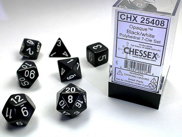 Opaque Polyhedral Loose Dice (Black/White)
