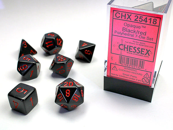 Opaque Polyhedral Loose Dice (Black/Red)