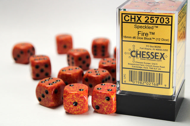 Speckled 16mm d6 Fire Dice