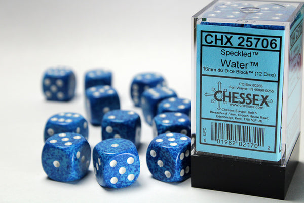 Speckled 16mm d6 Water Dice