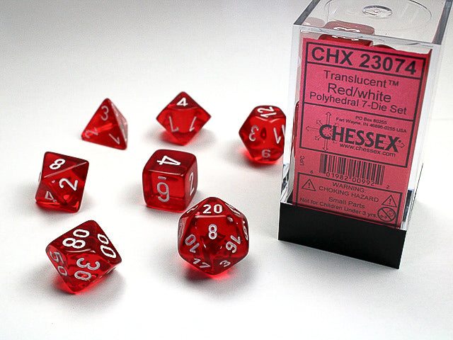 Translucent Polyhedral Loose Dice (Red/White)