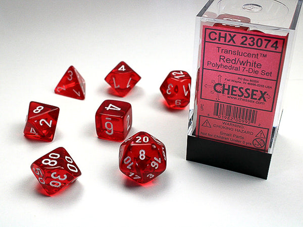 Translucent Polyhedral 7-Die Set (Red/White)