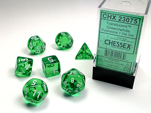 Translucent Polyhedral Loose Dice (Green/White)
