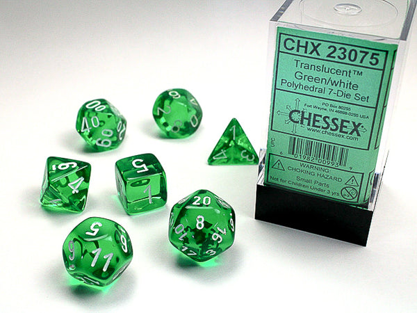 Translucent Polyhedral 7-Die Set (Green/White)