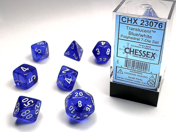 Translucent Polyhedral Loose Dice (Blue/White)