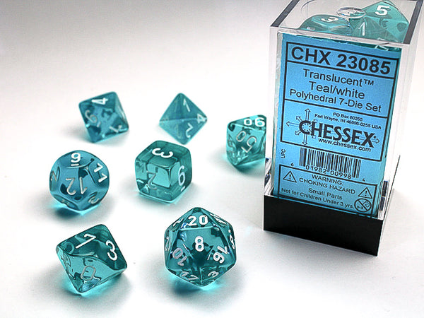 Translucent Polyhedral Loose Dice (Teal/White)