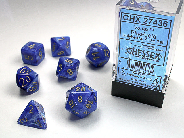 Vortex Polyhedral 7-Die Set (Blue/Gold)