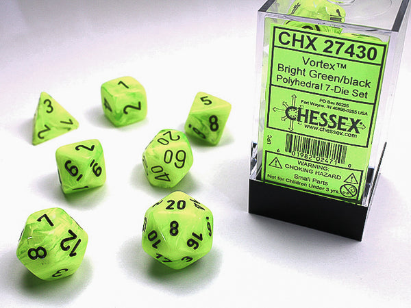 Vortex Polyhedral 7-Die Set (Bright Green/Black)