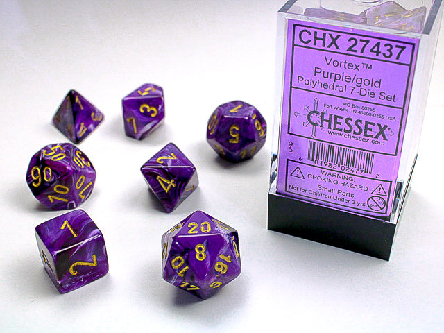 Vortex Polyhedral 7-Die Set (Purple/Gold)