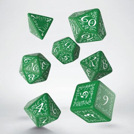 Elvish Green & White Dice Set (7)