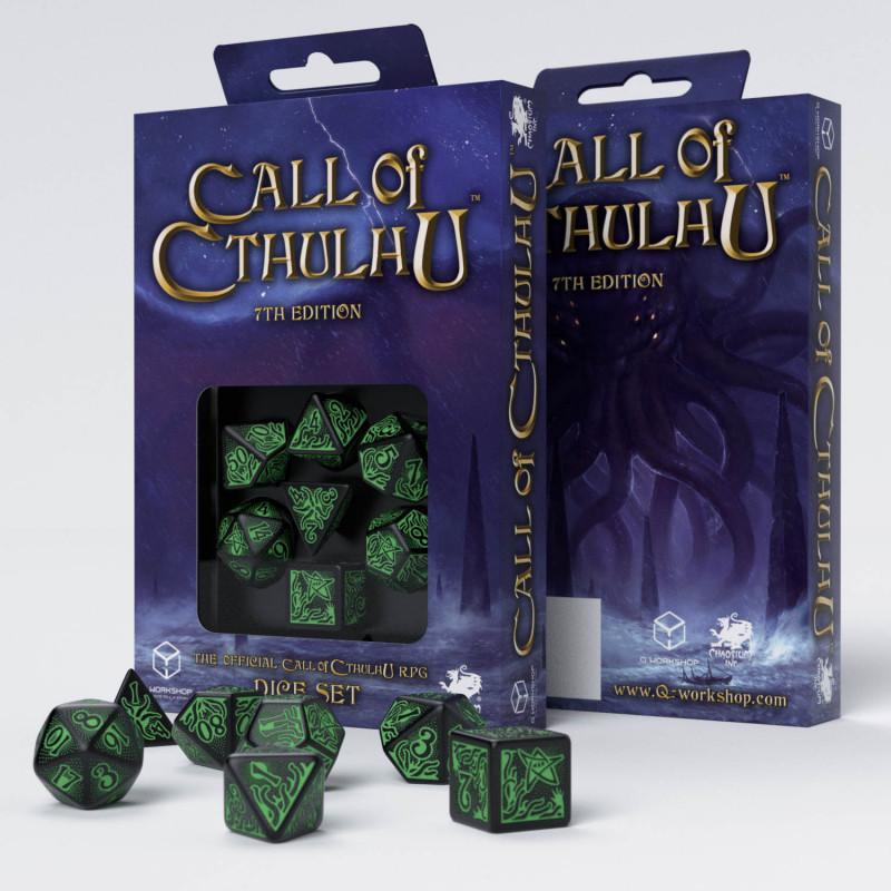 Call of Cthulhu 7th Edition - Black & Green Dice Set (7)