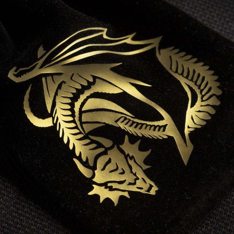 Dragon Black & Golden Velour Dice Bag