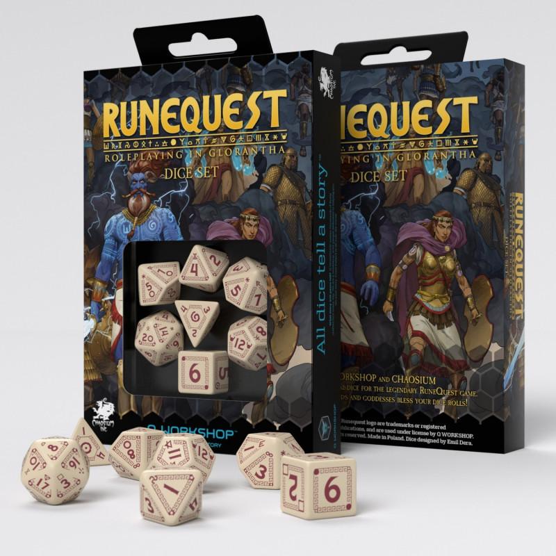 RuneQuest Beige & Burgundy Dice Set (7)